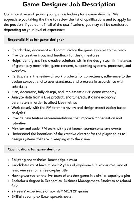 Game Designer Job Details .